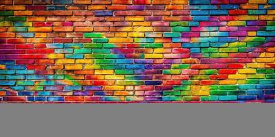 paint, splash, background, graffiti, colorful, A medium shot of a vibrant brick wall covered in paint splash graffiti creating a colorful background photo