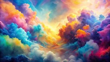 watercolor, vibrant colors, blending, dreamy, ethereal, texture, colorful, brush strokes, wet, soft edges, vibrant, Abstract watercolor colorful cloudy background in close up photo
