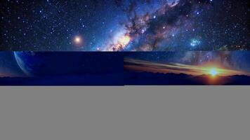 A stunning stock photo showcasing a planet in the vast space of the Milky Way galaxy captured from a mesmerizing worm s eye view perspective at night with twinkling stars illuminating the scene