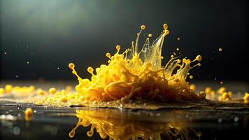 A stunning abstract yellow background element stands out against a dark backdrop creating a visually striking macro shot, element, close-up, composition, artistic, color,abstract, shot photo