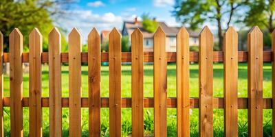 A wooden fence in the backyard of a house photo