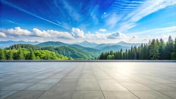 alto ángulo, desierto, escenario, ambiente, bosque, panorámico, vasto, vacío cuadrado piso y verde bosque con montaña natural paisaje debajo azul cielo desde un alto ángulo ver foto
