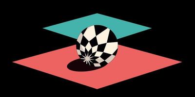 Psychedelic retro art. Inspirational retro poster with geometric elements, retro palette. vector