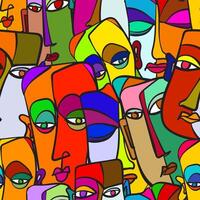 A colorful 1000-face pattern in a seamless background vector