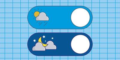 Day and night buttons with sun and moon icons vector