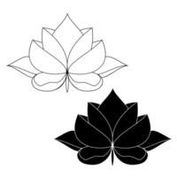 lotus flower abstract. Nature sign design, minimalist linear Graphic symbol with eco motif for the design of logo, icon, emblem, other. Isolated line art flower. illustration in two colors. vector