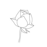 Lotus flower in continuous line art drawing style. Water lily black linear design isolated on white background. illustration vector