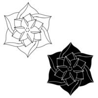 Flower lotus continuous line illustration with editable stroke - single line drawing of beautiful water lily for floral design or logo isolated on white background. vector