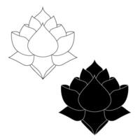 Lotus flower linear sign in elegant minimalist style. Graphic symbol, stylized flower, element for design of logo, emblem, icon, other. illustration in two colors. vector