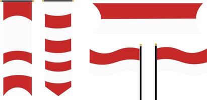 various collections of Indonesian flag in the form of curved and striped lines, minimalist, simple, vector