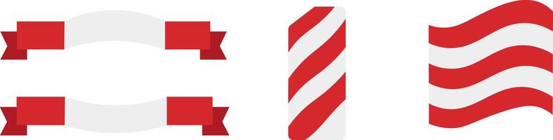 various collections of Indonesian flag ribbons in the form of curved and striped lines, mono chrome, minimalist, simple, vector