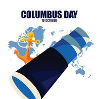 Handwritten Calligraphic brush type Lettering composition of Happy Columbus Day on white background vector