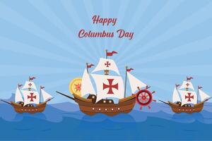 Hand Draw drawn flat columbus background vector