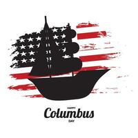 Handwritten Calligraphic brush type Lettering composition of Happy Columbus Day on white background vector