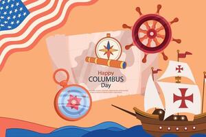 Hand Draw drawn flat columbus background vector