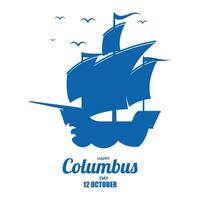 Handwritten Calligraphic brush type Lettering composition of Happy Columbus Day on white background vector