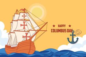 Hand Draw drawn flat columbus background vector