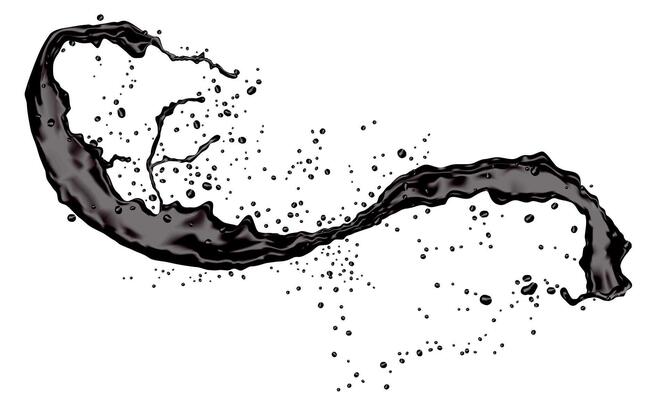 Realistic black ink splash on white background