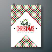 Christmas and New Year Illustration with Typography Letter and Abstract Color Texture Pattern on White Background. Holiday Season Celebration Design for Greeting Card, Party Invitation or Promo vector