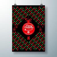 Christmas and New Year Illustration with Typography Letter and Abstract Color Texture Pattern on Dark Background. Holiday Season Celebration Design for Greeting Card, Party Invitation or Promo vector