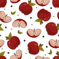 Seamless pattern background with colorful cartoon appels illustration. Design for greeting card, invitation, packaging vector