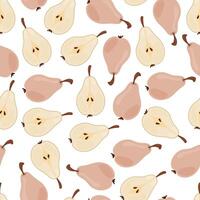 Happy harvest minimalistic seamless pattern with flat hand drawn pears isolated elements in nude colors illustration vector