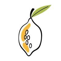 Ripe abstract lemon. Hand drawn lemon. Stylized citrus fruit. Abstract elements for backgrounds, textiles, posters, postcards, packaging and more. vector