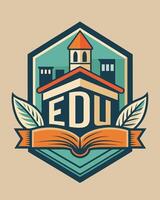 tower with a building and books, library and university logos vector
