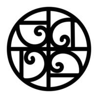 A glyph style icon of fibonacci spiral vector