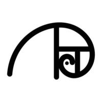 Solid style icon of fibonacci symbol vector