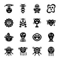 Bundle of Taino Art Solid Icons vector