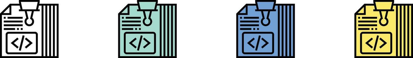 script icon. Outline, Green, Blue and Yellow Style Design Isolated On White Background vector