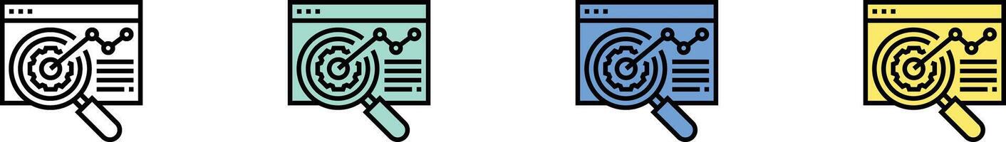 testing icon. Outline, Green, Blue and Yellow Style Design Isolated On White Background vector