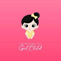 International Day of the Girl Child. with a design of a little girl and pink background vector
