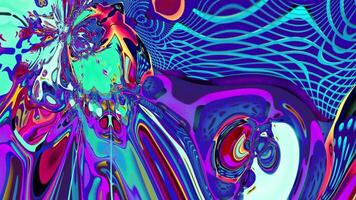 Abstract psychedelic colorful fluid and liquid fractal background video