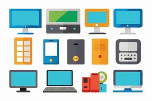 DEVICES set icon - thin line icon set. Desktop PC, or monitor vector