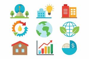 Energy and eco icon set, environment linear set vector