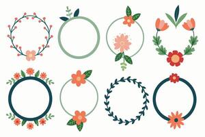 circle frame with ornament flower with space for your photo or desiign vector