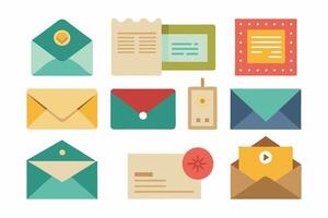 Mail icon set. Envelope illustration icon set vector