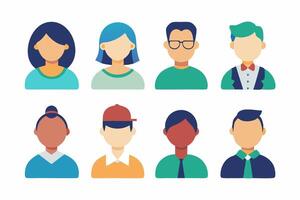 People Avatar Icon Set, Profile Faces for game or character vector