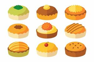 Cake icon set. happy anniversary cake symbol in outlined style vector