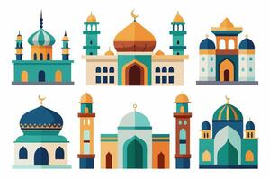 simple flat mosque icon set, mosque icon for arabian event vector