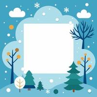 A circle frame winter season on white background, empty space in the center for text or photo. vector