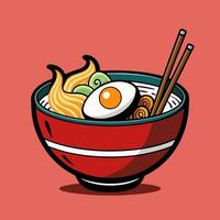 noodle with egg japanese style for your business vector