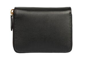 Black Leather Wallet with Gold Zipper Isolated. photo