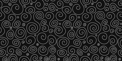 Abstract background, continuous backdrop. Shapes, spiral, circle. Seamless black white pattern, texture. vector