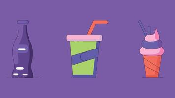 A set of different ice cream and soda drinks vector