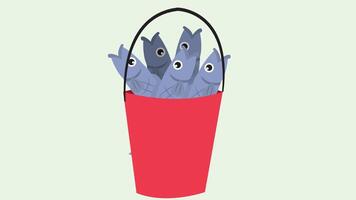 Fish in a bucket illustration vector