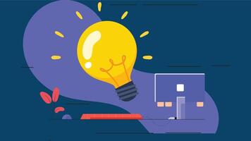 illustration of a light bulb with a person sitting in front of it vector