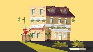 an illustration of a building with a sign on it vector